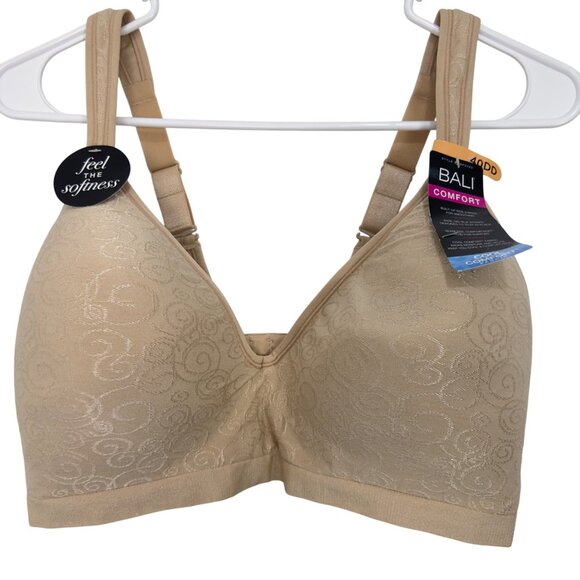 Bali Womens Comfort Revolution Wire-Free Bra Size 40DD Beige Nylon Spandex NEW - Picture 8 of 14